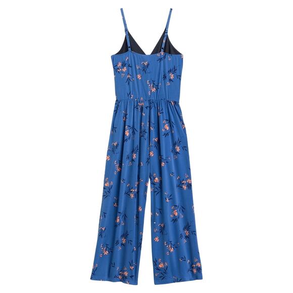 Kaileigh Rica Sleeveless Floral Midi Length Jumpsuit Boho Garden Girl Blue 2X - Picture 7 of 15